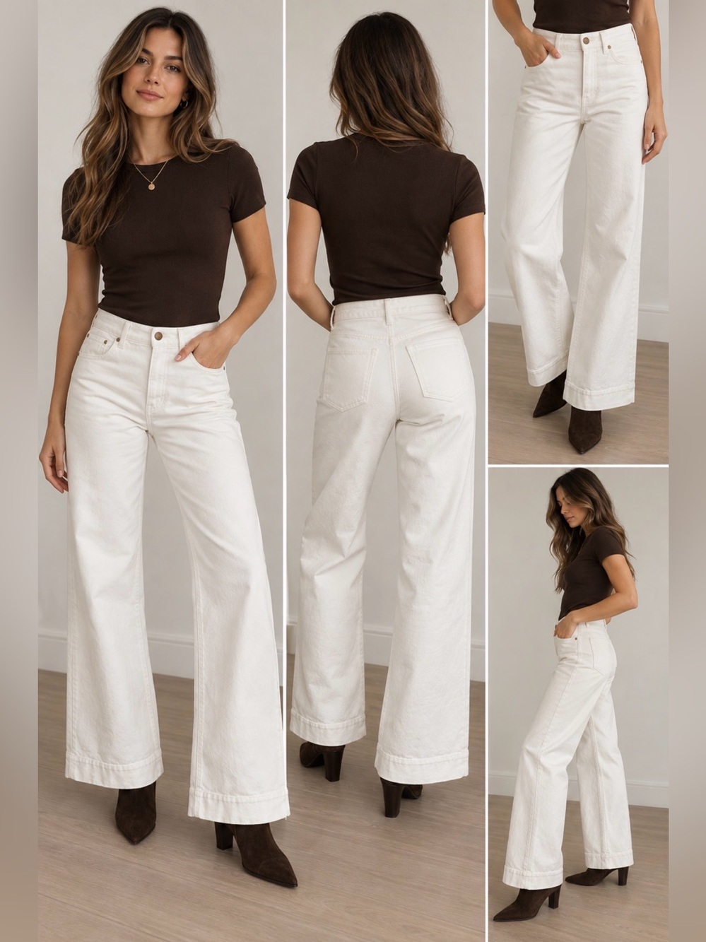 J. Crew Wide-Leg Denim Trouswer High-Rise Cream Jeans NWT